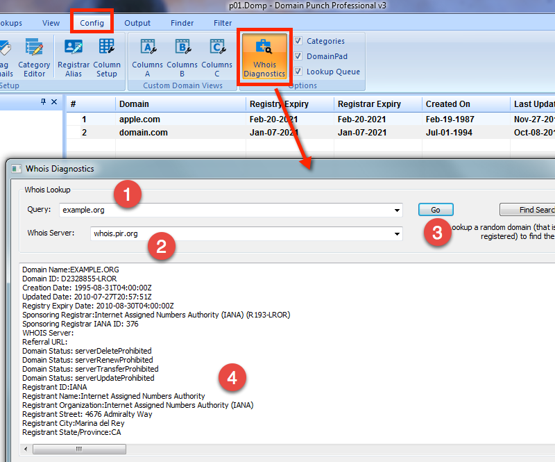 Using the Diagnostic Port 43 Whois Tool