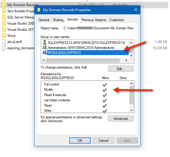 Final Settings SQL Server Folder Access