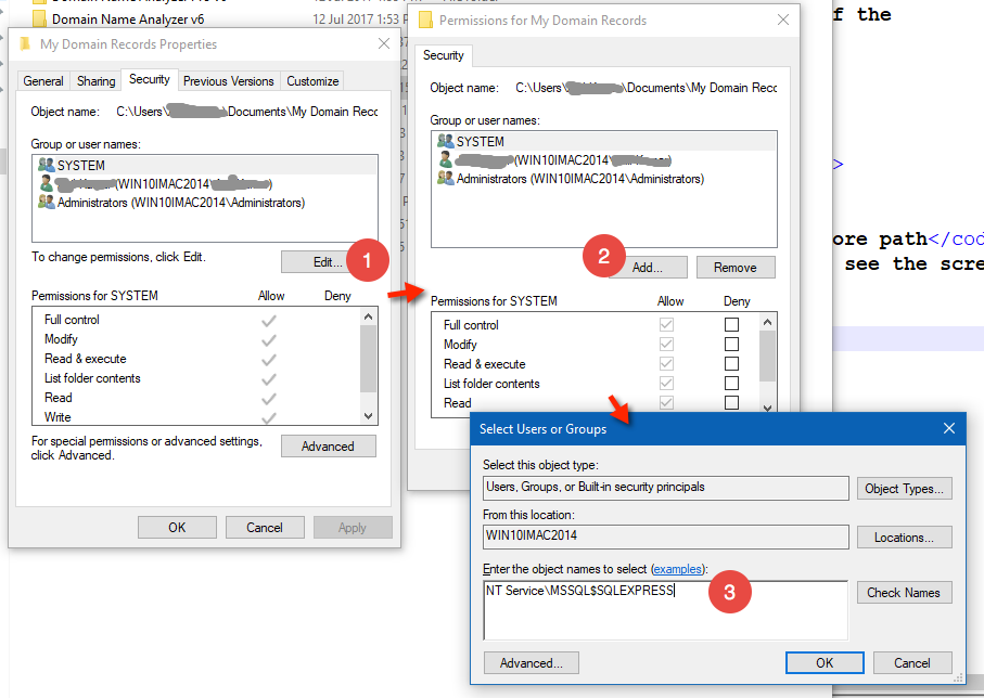 Grant Folder Access to SQL Server