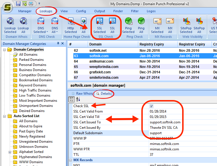 SSL Certificate data