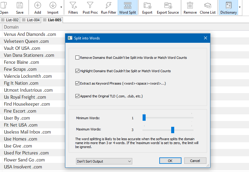 Split Domain Names into Words