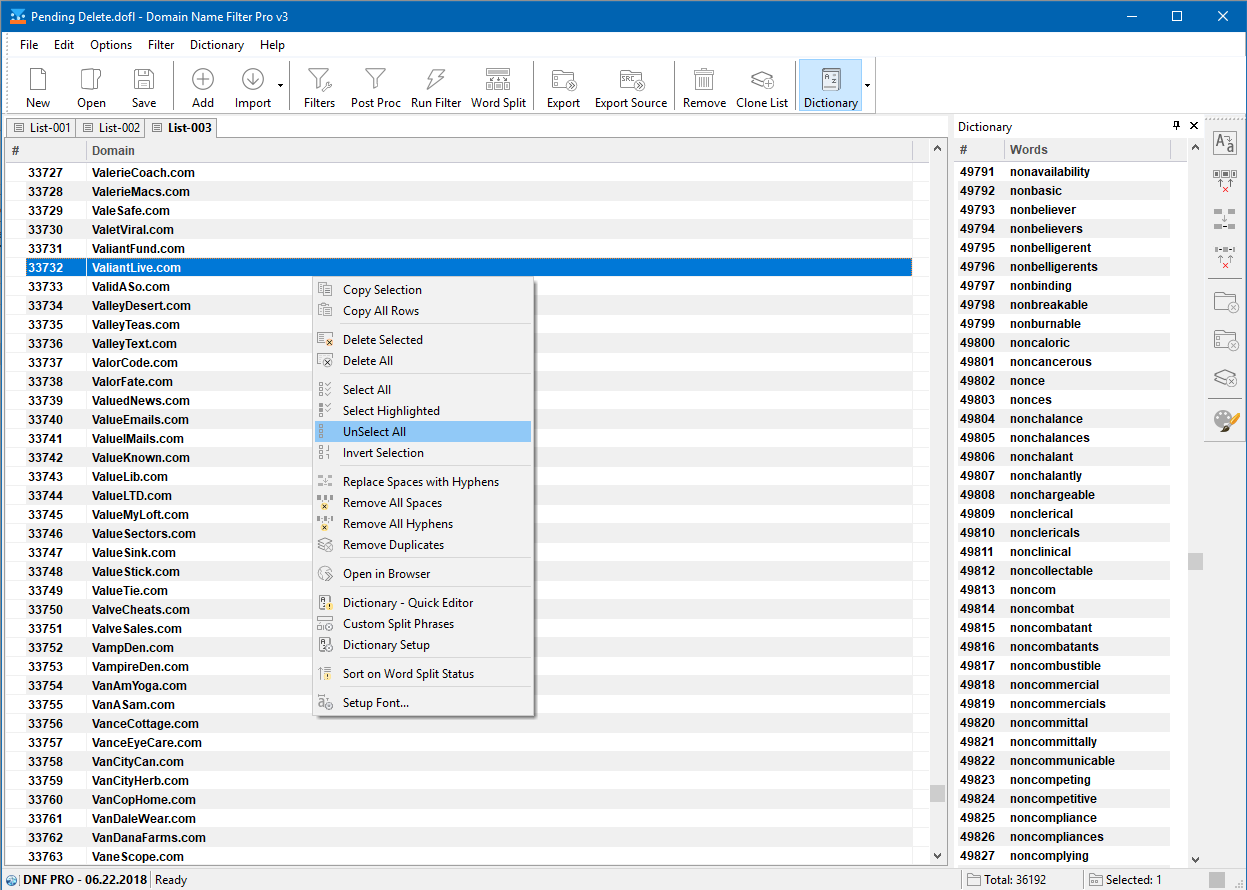 Import Domain Names from Public Drop Lists