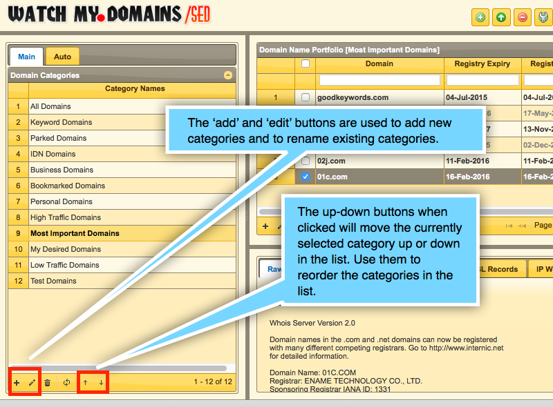 Domain Categories