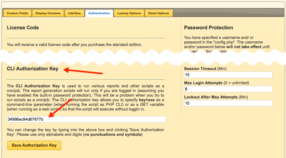 CLI Authorization Key