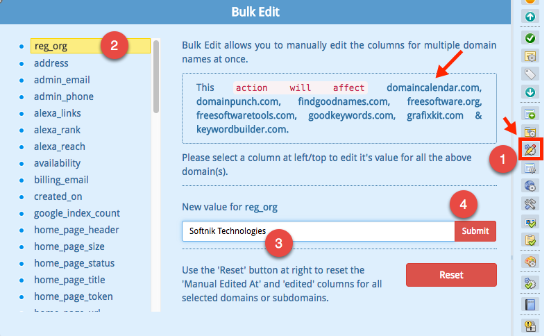 Bulk Editing Domain Data