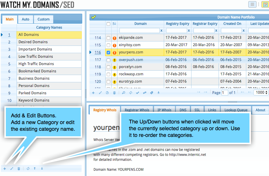 Domain Categories