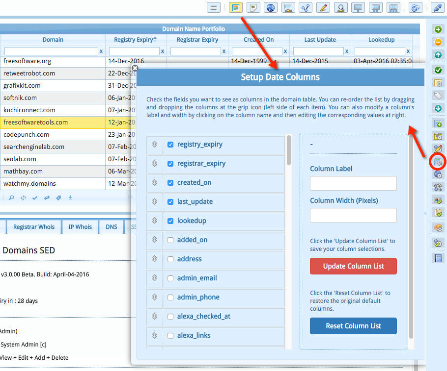 Setup Display Data Table