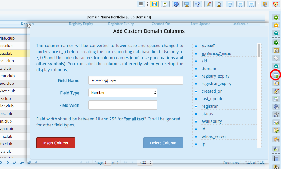 Custom Data Columns