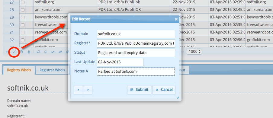 Manually Editing Domain Data