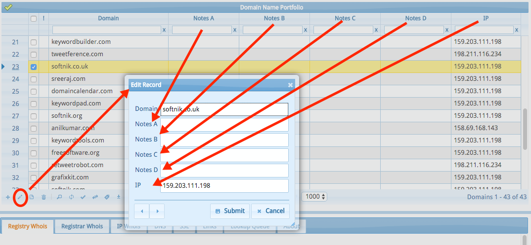 Manual Editing of Display Columns