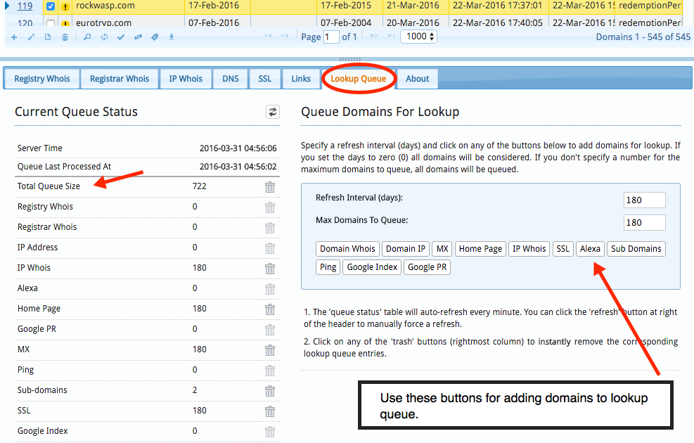 Lookup Queue Status