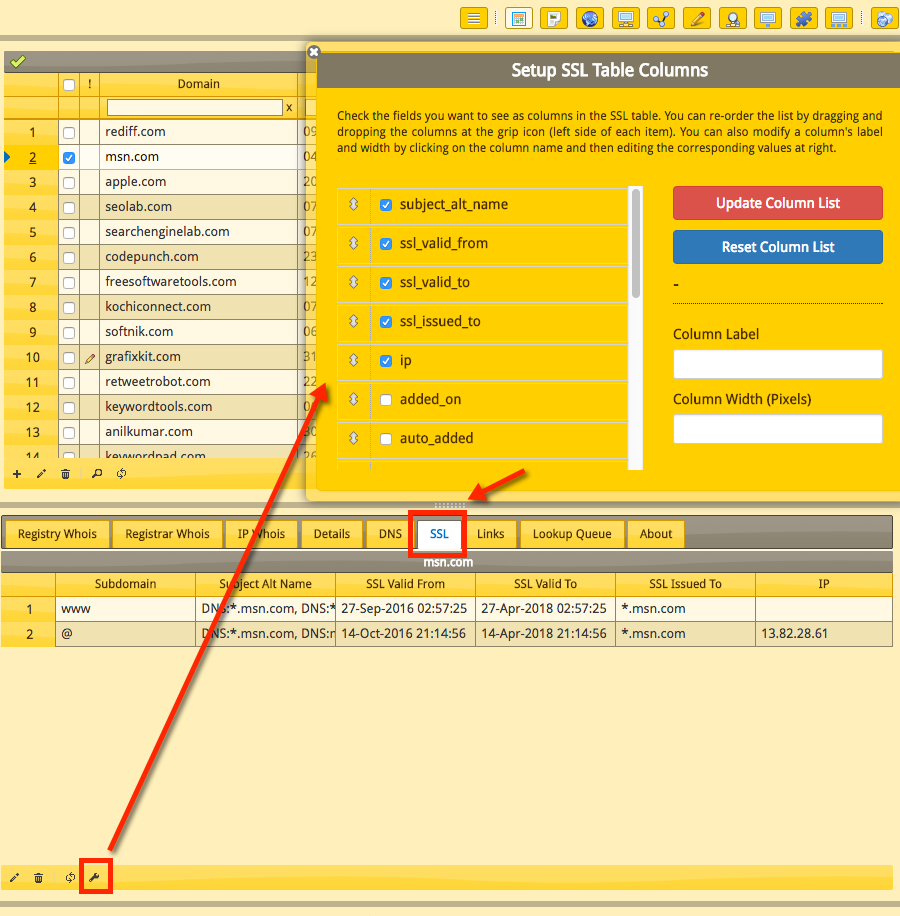 SSL Column Setup