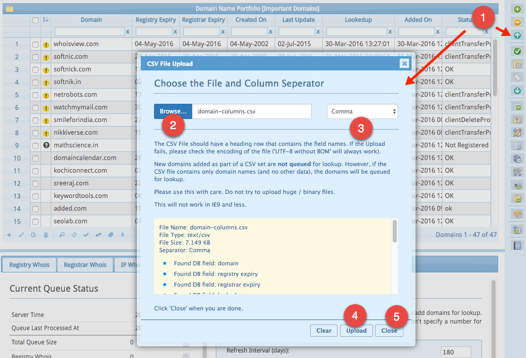 Uploading CSV Data into Domain Database