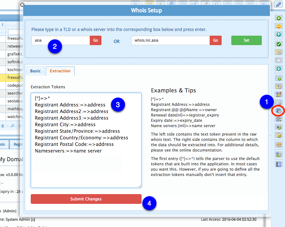 Whois Extraction Token Setup