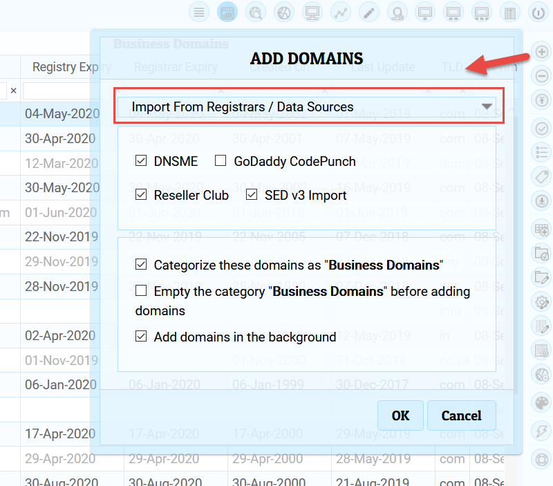 Importing Domains from registrars