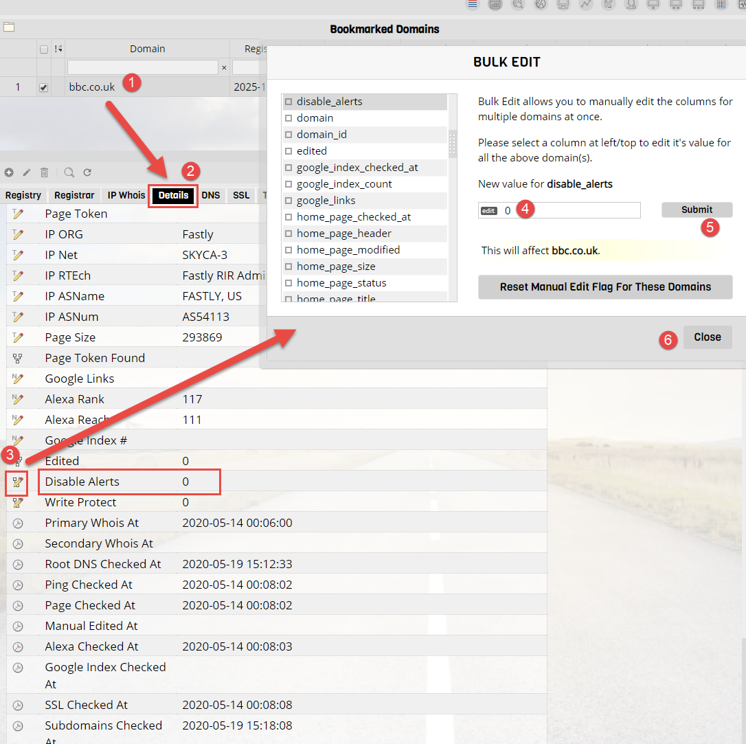 Disable DNS Alerts for the domain