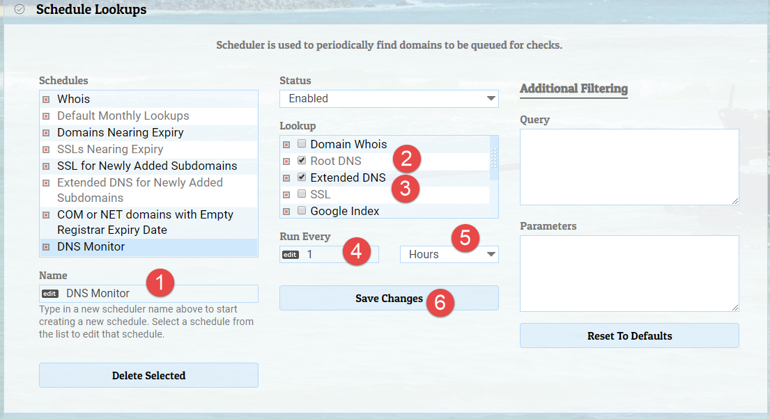 Example DNS Lookup Schedule for Hourly Lookups