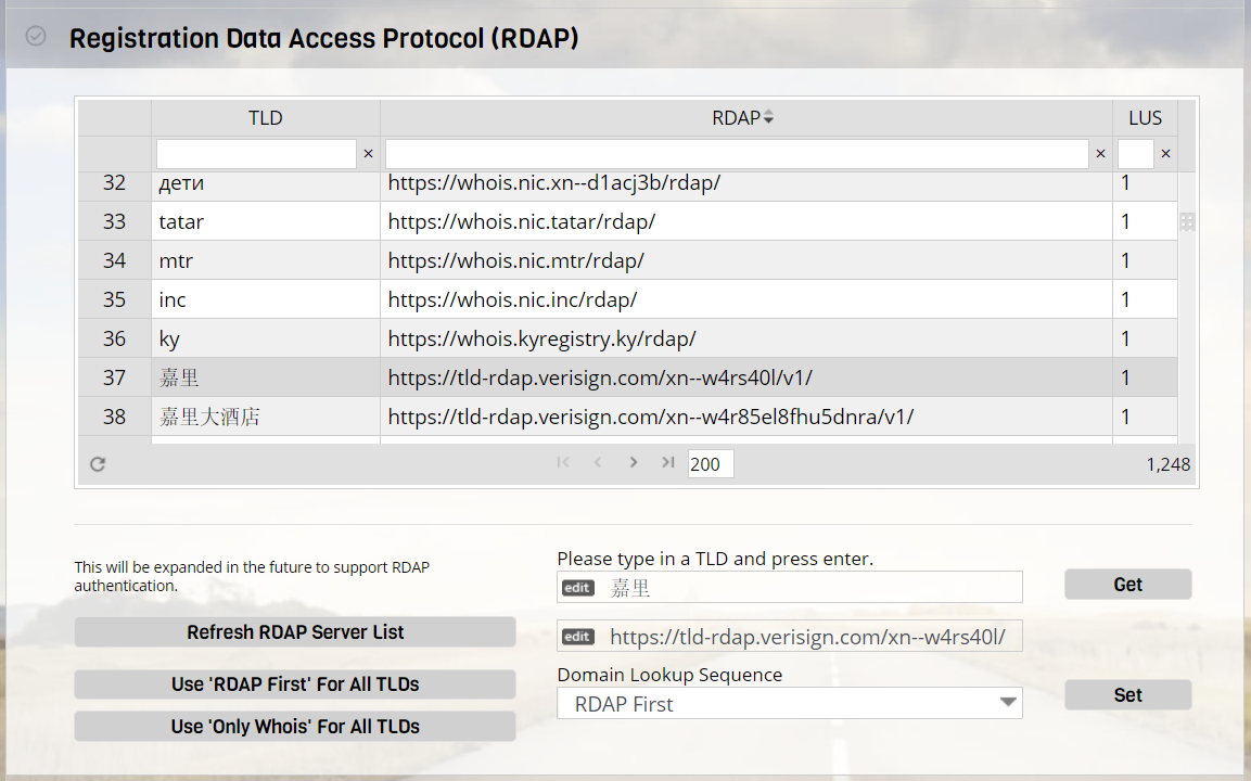 Configuring RDAP / Whois