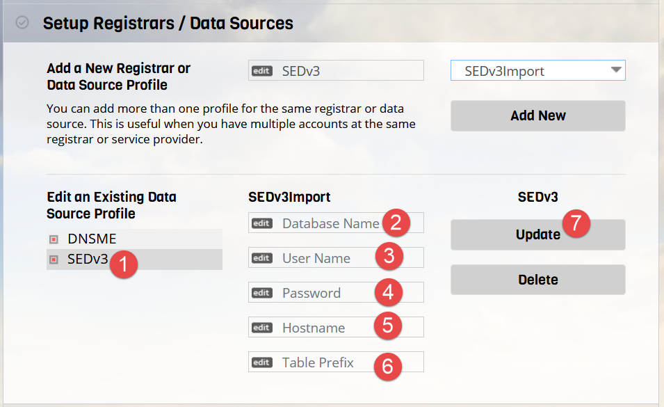 Setup the SED v3 data access details