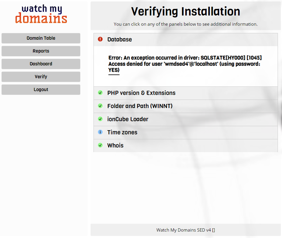 Verify SED Installation