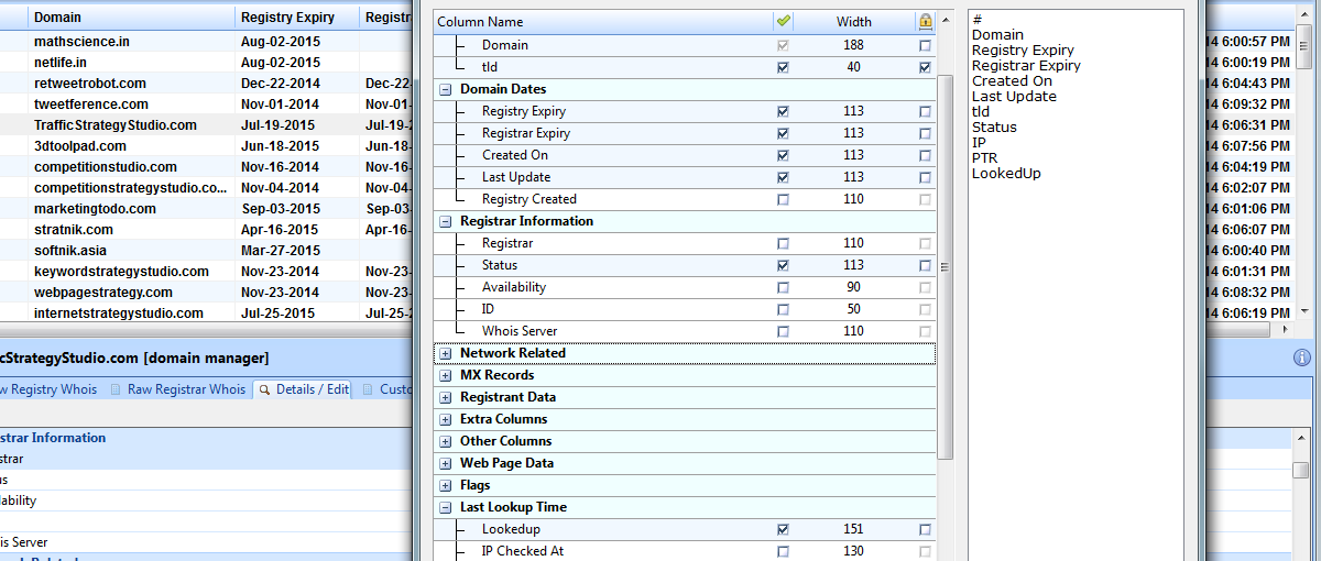 Display Column Setup