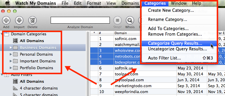 Domain Categories