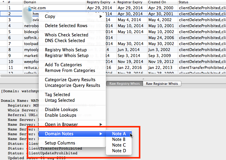 Editing Domain Notes