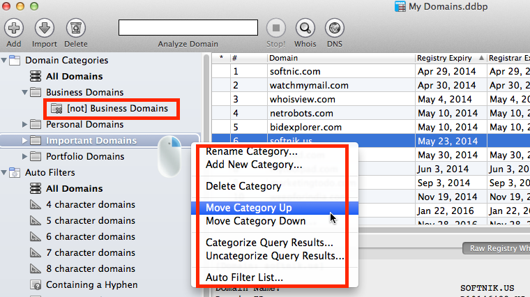 Manage Domain Categories