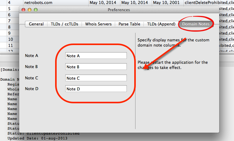 Domain Note Labels