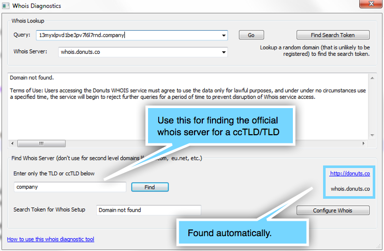 Whois diagnostic tool