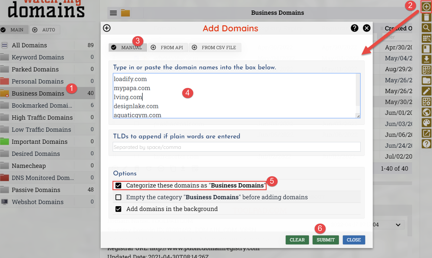 Assign a Category while adding domains